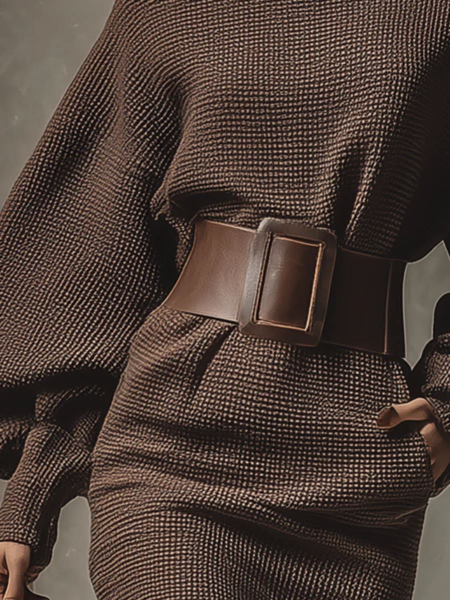 SELENA | Robe maillée courte avec ceinture structurée