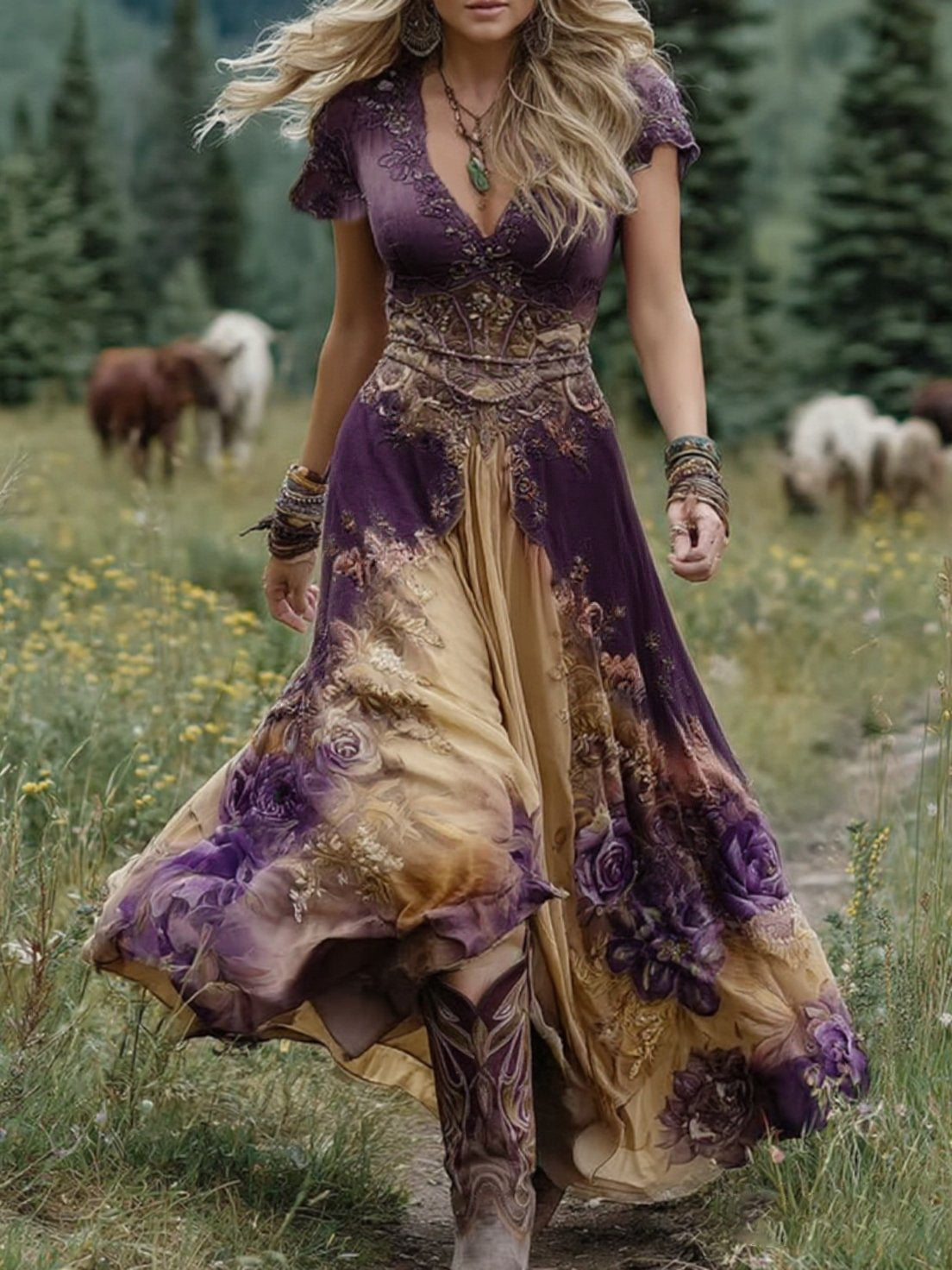 Mavis – Élégante Robe Maxi à Motifs Floraux