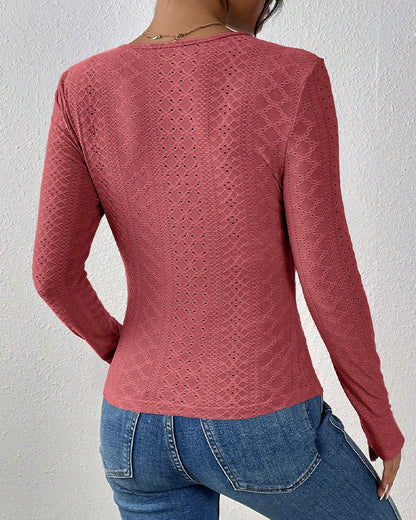 Durand Lyon | Haut À Manches Longues Col V Panneau En Dentelle