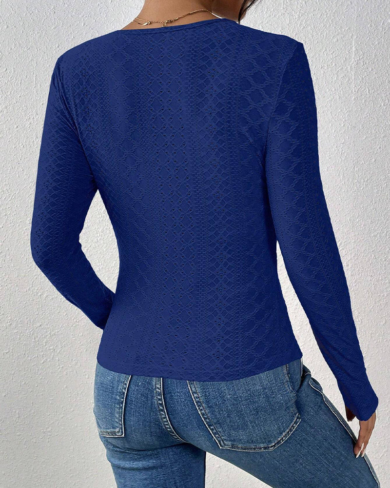 Durand Lyon | Haut À Manches Longues Col V Panneau En Dentelle