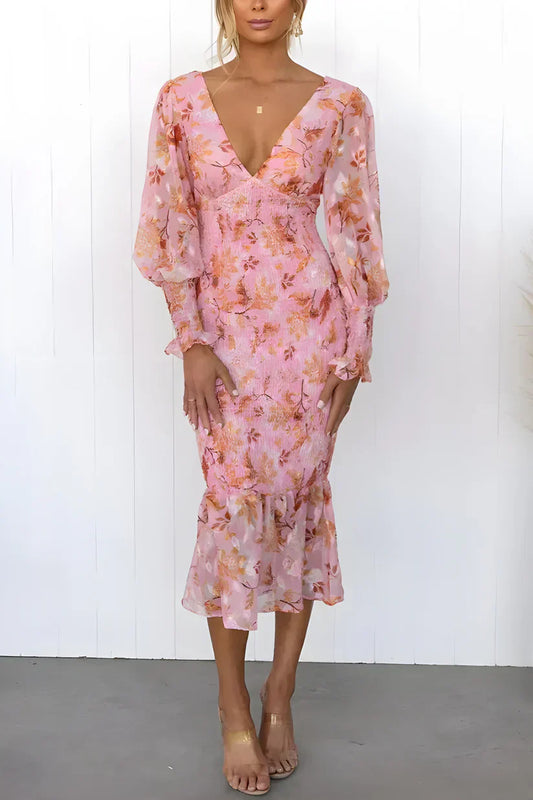 Nevara | Midi Robe à Imprimé Floral