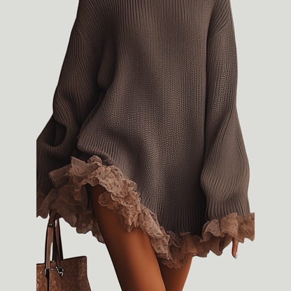 Odaline | Robe pull à volants — Douce, chaude & romantique