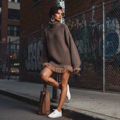 Odaline | Robe pull à volants — Douce, chaude & romantique