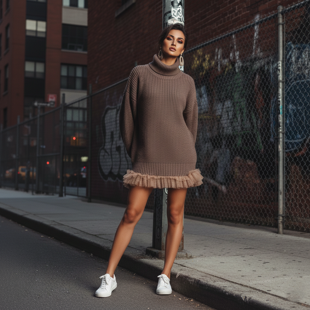 Odaline | Robe pull à volants — Douce, chaude & romantique