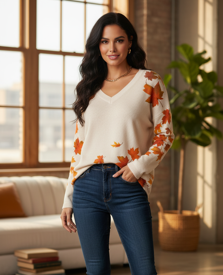 Lèa – Pull coloré avec col en V