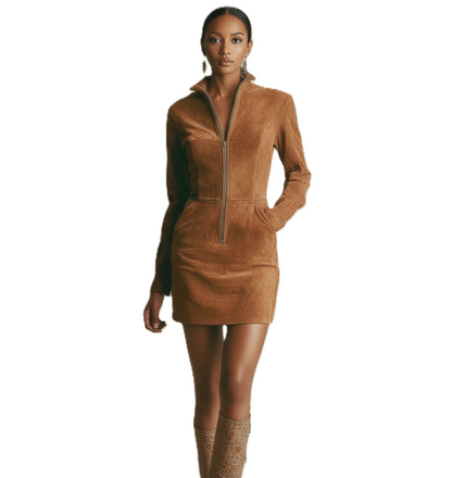 ÉLÉNAË | Robe courte en daim synthétique