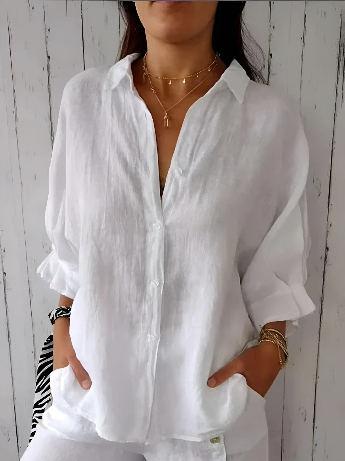 Durand Lyon | Chemise ample à manches retroussées pour femme