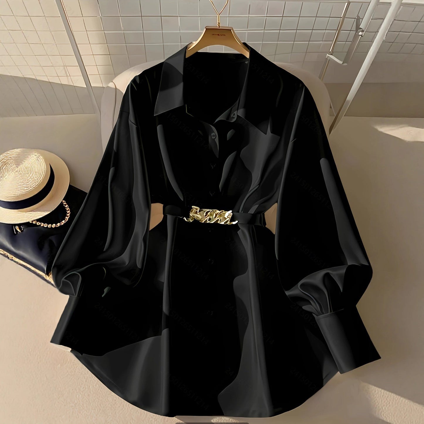 Durand Lyon | blouse à manches bouffantes et ceinture