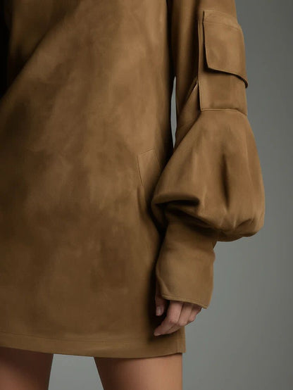 ALTARIA| Robe courte en suédine á col roulé