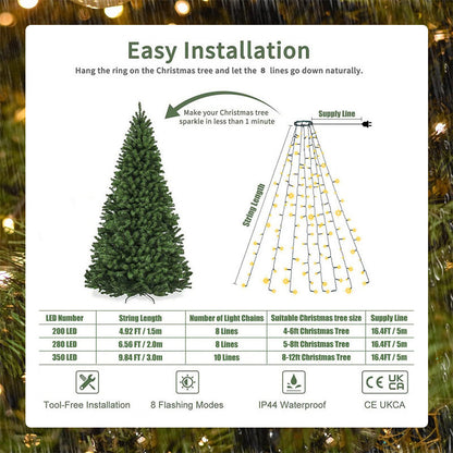 Guirlande lumineuse LED en cascade pour sapin de Noël