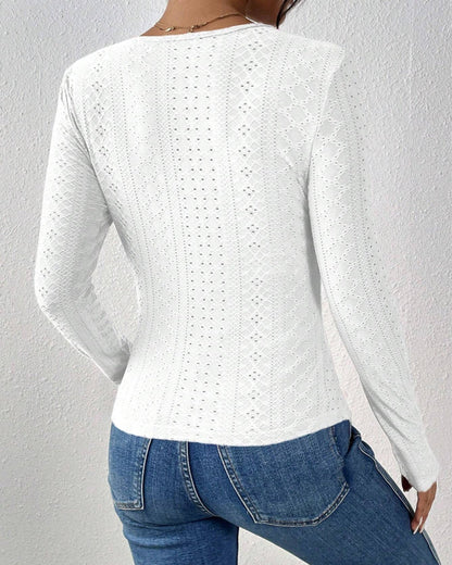 Durand Lyon | Haut À Manches Longues Col V Panneau En Dentelle