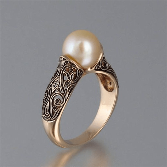 Majestic Gold | Bague en or vintage avec perle
