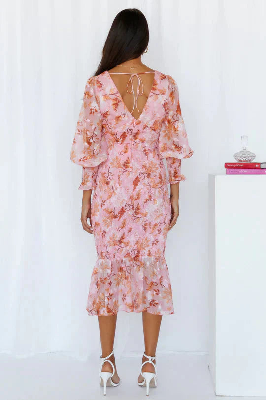 Nevara | Midi Robe à Imprimé Floral