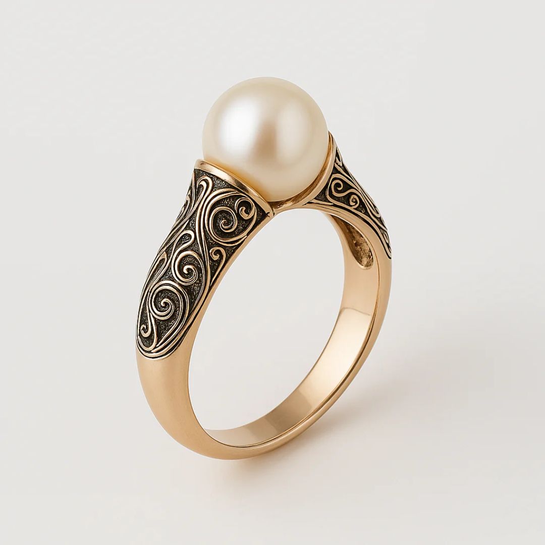Majestic Gold | Bague en or vintage avec perle