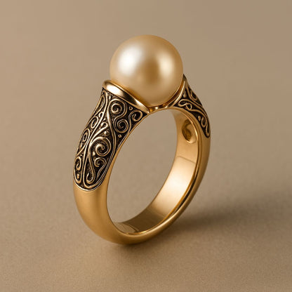 Majestic Gold | Bague en or vintage avec perle