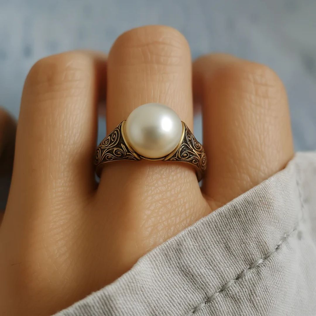 Majestic Gold | Bague en or vintage avec perle